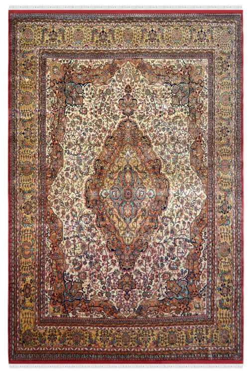 Central Medallion Handknotted Wool Area Rug