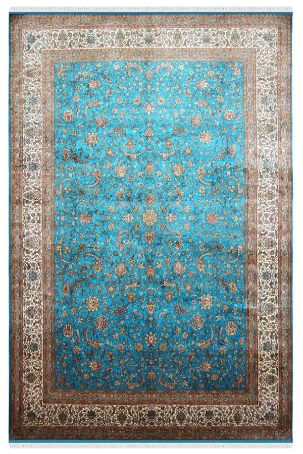 Turq Jewel Handknotted Silk Area Rug